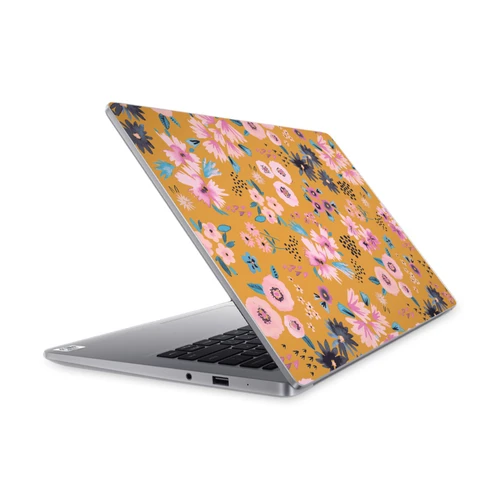 Ninola Floral 2 Flowers Mustard Vinyl Sticker Skin Decal Cover for Xiaomi Mi NoteBook 14 (2020)