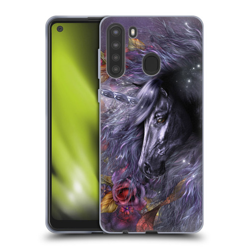 Laurie Prindle Fantasy Horse Blue Rose Unicorn Soft Gel Case for Samsung Galaxy A21 (2020)