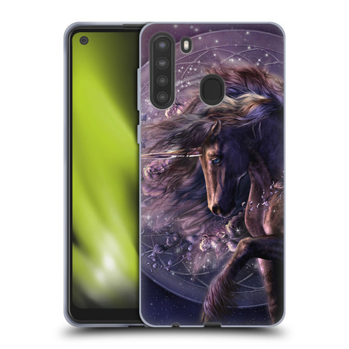 Laurie Prindle Fantasy Horse Chimera Black Rose Unicorn Soft Gel Case for Samsung Galaxy A21 (2020)