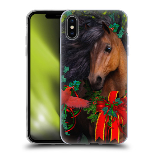 Laurie Prindle Western Stallion A Morgan Christmas Soft Gel Case for Apple iPhone XS Max