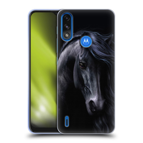 Laurie Prindle Western Stallion The Black Soft Gel Case for Motorola Moto E7 Power / Moto E7i Power