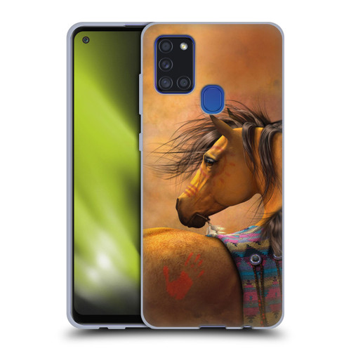Laurie Prindle Western Stallion Kiowa Gold Soft Gel Case for Samsung Galaxy A21s (2020)
