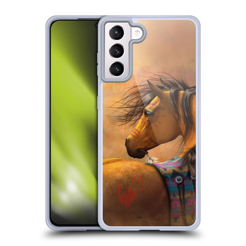 Laurie Prindle Western Stallion Kiowa Gold Soft Gel Case for Samsung Galaxy S21+ 5G