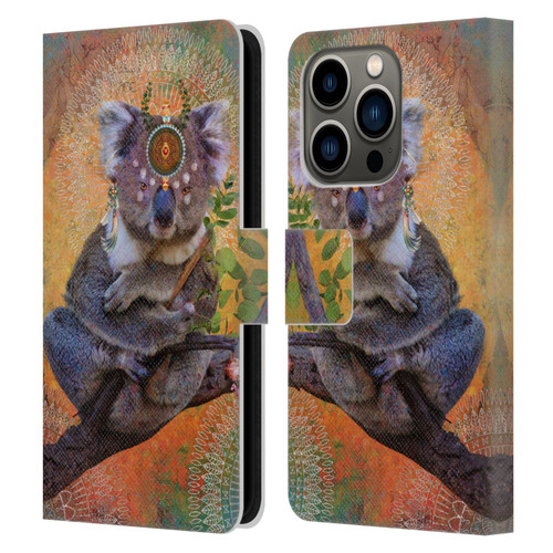 Jena DellaGrottaglia Animals Koala Leather Book Wallet Case Cover For Apple iPhone 14 Pro