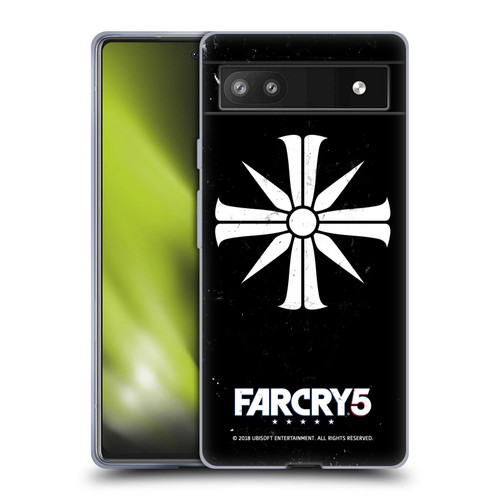 Far Cry 5 Key Art And Logo Distressed Look Cult Emblem Soft Gel Case for Google Pixel 6a