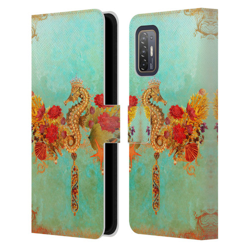 Jena DellaGrottaglia Animals Seahorse Leather Book Wallet Case Cover For HTC Desire 21 Pro 5G