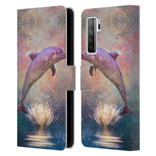 Jena DellaGrottaglia Animals Dolphin Leather Book Wallet Case Cover For Huawei Nova 7 SE/P40 Lite 5G