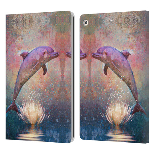 Jena DellaGrottaglia Animals Dolphin Leather Book Wallet Case Cover For Apple iPad 10.2 2019/2020/2021