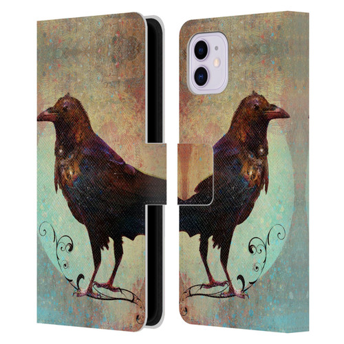 Jena DellaGrottaglia Animals Crow Leather Book Wallet Case Cover For Apple iPhone 11
