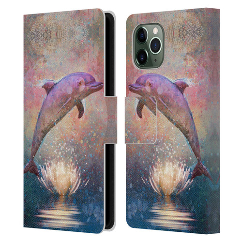 Jena DellaGrottaglia Animals Dolphin Leather Book Wallet Case Cover For Apple iPhone 11 Pro