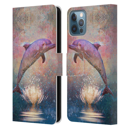 Jena DellaGrottaglia Animals Dolphin Leather Book Wallet Case Cover For Apple iPhone 12 / iPhone 12 Pro