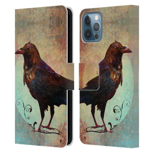 Jena DellaGrottaglia Animals Crow Leather Book Wallet Case Cover For Apple iPhone 12 / iPhone 12 Pro