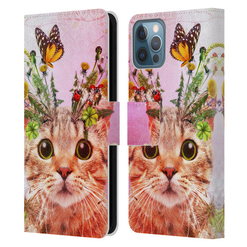 Jena DellaGrottaglia Animals Kitty Leather Book Wallet Case Cover For Apple iPhone 12 / iPhone 12 Pro