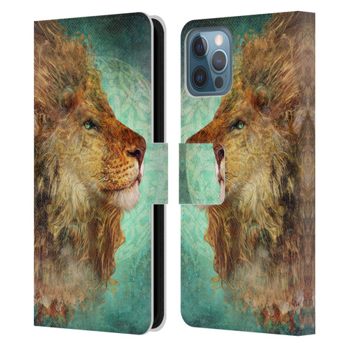 Jena DellaGrottaglia Animals Lion Leather Book Wallet Case Cover For Apple iPhone 12 / iPhone 12 Pro