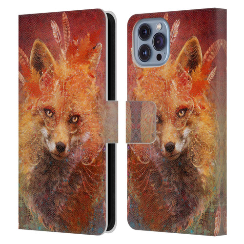 Jena DellaGrottaglia Animals Fox Leather Book Wallet Case Cover For Apple iPhone 14