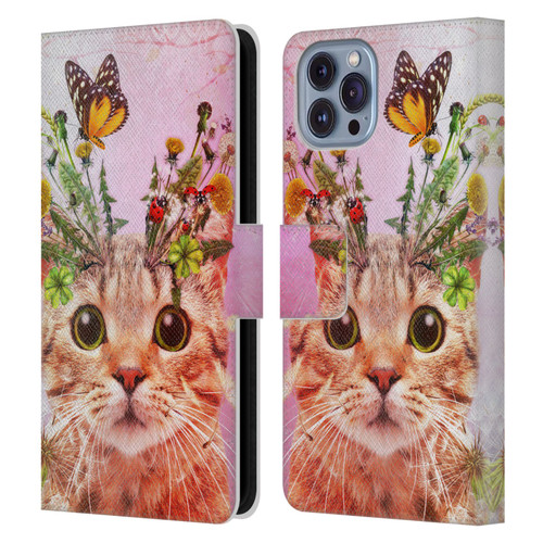 Jena DellaGrottaglia Animals Kitty Leather Book Wallet Case Cover For Apple iPhone 14