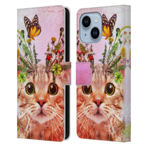 Jena DellaGrottaglia Animals Kitty Leather Book Wallet Case Cover For Apple iPhone 14 Plus