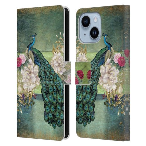 Jena DellaGrottaglia Animals Peacock Leather Book Wallet Case Cover For Apple iPhone 14 Plus
