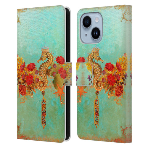 Jena DellaGrottaglia Animals Seahorse Leather Book Wallet Case Cover For Apple iPhone 14 Plus