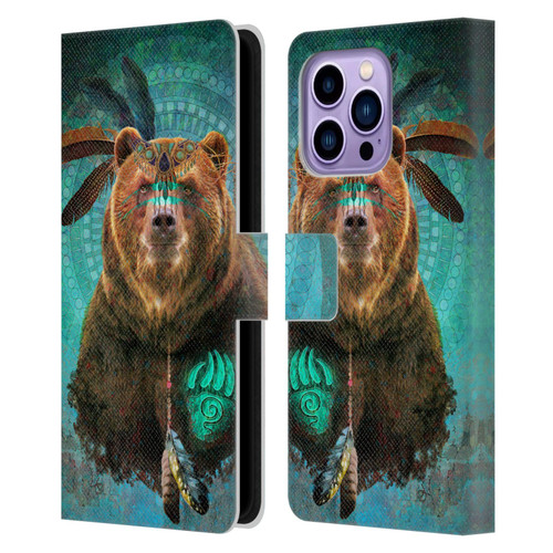 Jena DellaGrottaglia Animals Bear Leather Book Wallet Case Cover For Apple iPhone 14 Pro Max