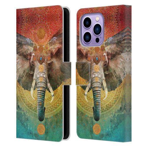 Jena DellaGrottaglia Animals Elephant Leather Book Wallet Case Cover For Apple iPhone 14 Pro Max