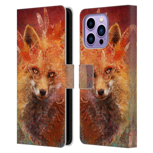 Jena DellaGrottaglia Animals Fox Leather Book Wallet Case Cover For Apple iPhone 14 Pro Max