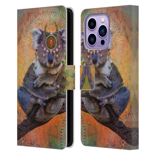 Jena DellaGrottaglia Animals Koala Leather Book Wallet Case Cover For Apple iPhone 14 Pro Max
