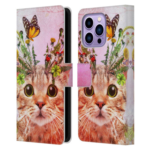 Jena DellaGrottaglia Animals Kitty Leather Book Wallet Case Cover For Apple iPhone 14 Pro Max