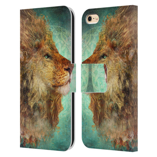 Jena DellaGrottaglia Animals Lion Leather Book Wallet Case Cover For Apple iPhone 6 / iPhone 6s