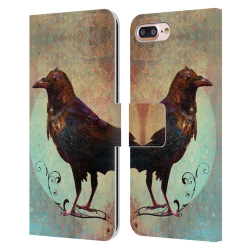 Jena DellaGrottaglia Animals Crow Leather Book Wallet Case Cover For Apple iPhone 7 Plus / iPhone 8 Plus