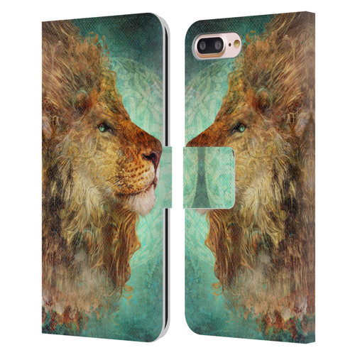 Jena DellaGrottaglia Animals Lion Leather Book Wallet Case Cover For Apple iPhone 7 Plus / iPhone 8 Plus