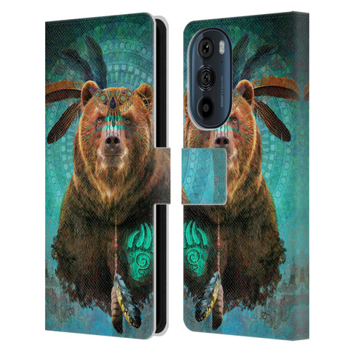 Jena DellaGrottaglia Animals Bear Leather Book Wallet Case Cover For Motorola Edge 30