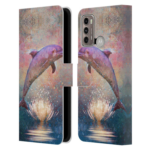 Jena DellaGrottaglia Animals Dolphin Leather Book Wallet Case Cover For Motorola Moto G60 / Moto G40 Fusion