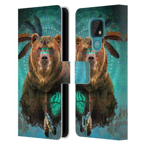 Jena DellaGrottaglia Animals Bear Leather Book Wallet Case Cover For Motorola Moto E7