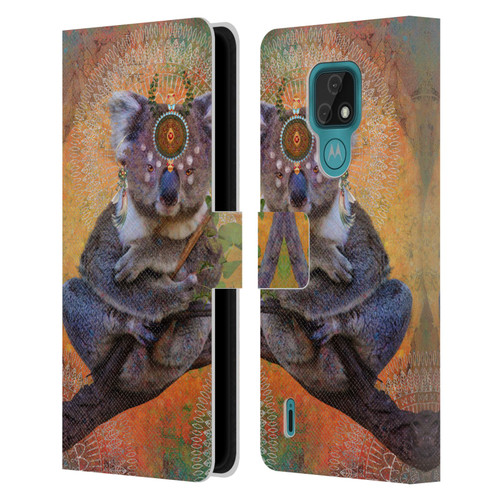 Jena DellaGrottaglia Animals Koala Leather Book Wallet Case Cover For Motorola Moto E7