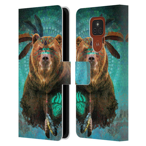 Jena DellaGrottaglia Animals Bear Leather Book Wallet Case Cover For Motorola Moto E7 Plus