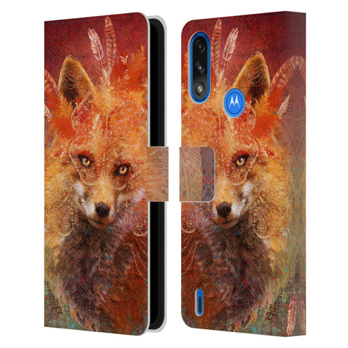 Jena DellaGrottaglia Animals Fox Leather Book Wallet Case Cover For Motorola Moto E7 Power / Moto E7i Power