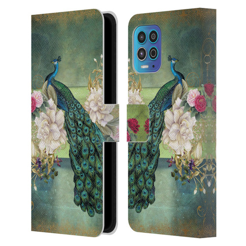 Jena DellaGrottaglia Animals Peacock Leather Book Wallet Case Cover For Motorola Moto G100