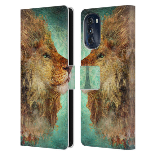 Jena DellaGrottaglia Animals Lion Leather Book Wallet Case Cover For Motorola Moto G (2022)