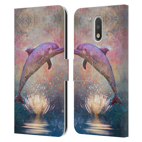 Jena DellaGrottaglia Animals Dolphin Leather Book Wallet Case Cover For Motorola Moto G41