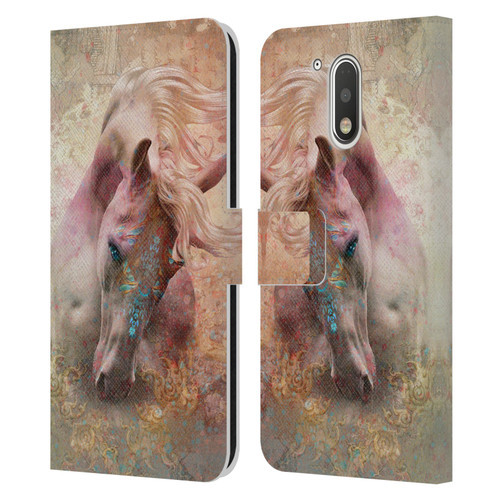 Jena DellaGrottaglia Animals Horse Leather Book Wallet Case Cover For Motorola Moto G41