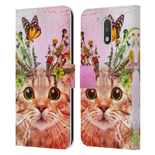 Jena DellaGrottaglia Animals Kitty Leather Book Wallet Case Cover For Motorola Moto G41