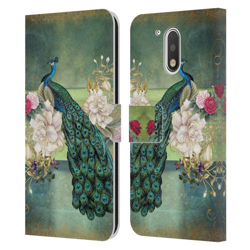 Jena DellaGrottaglia Animals Peacock Leather Book Wallet Case Cover For Motorola Moto G41