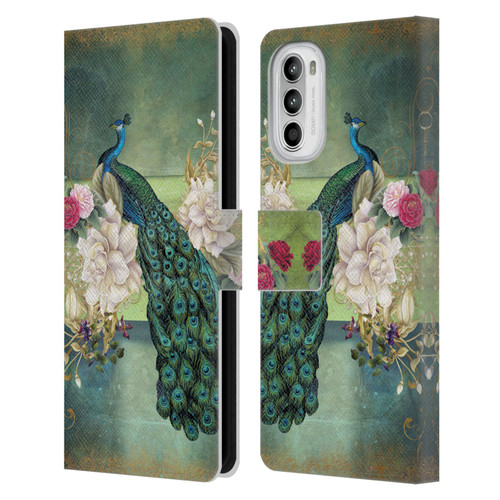Jena DellaGrottaglia Animals Peacock Leather Book Wallet Case Cover For Motorola Moto G52