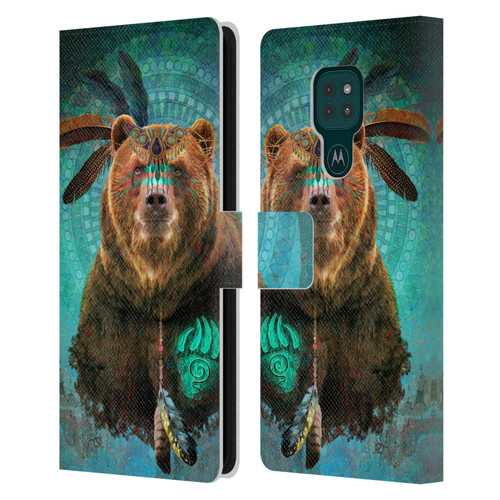Jena DellaGrottaglia Animals Bear Leather Book Wallet Case Cover For Motorola Moto G9 Play