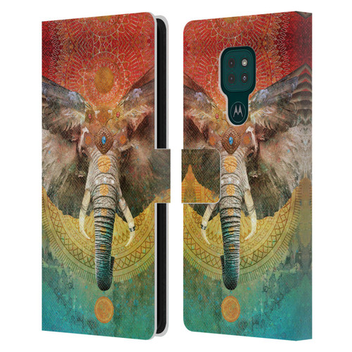 Jena DellaGrottaglia Animals Elephant Leather Book Wallet Case Cover For Motorola Moto G9 Play