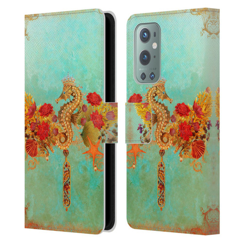 Jena DellaGrottaglia Animals Seahorse Leather Book Wallet Case Cover For OnePlus 9