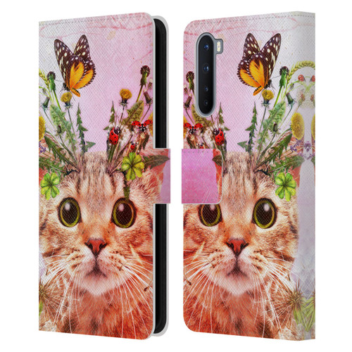 Jena DellaGrottaglia Animals Kitty Leather Book Wallet Case Cover For OnePlus Nord 5G
