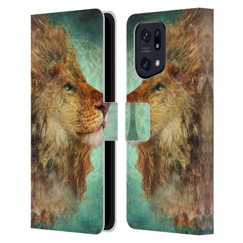 Jena DellaGrottaglia Animals Lion Leather Book Wallet Case Cover For OPPO Find X5 Pro