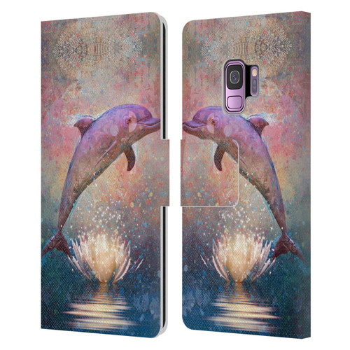 Jena DellaGrottaglia Animals Dolphin Leather Book Wallet Case Cover For Samsung Galaxy S9